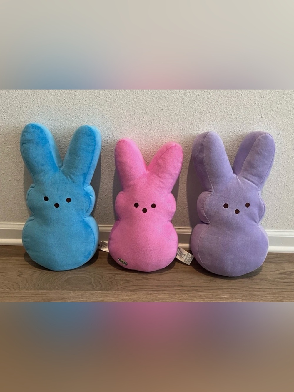 PEEPS Bunny Lot of 3 Large Plush Build A Bear Pink 16" Blue Purple 17" 2020 2021